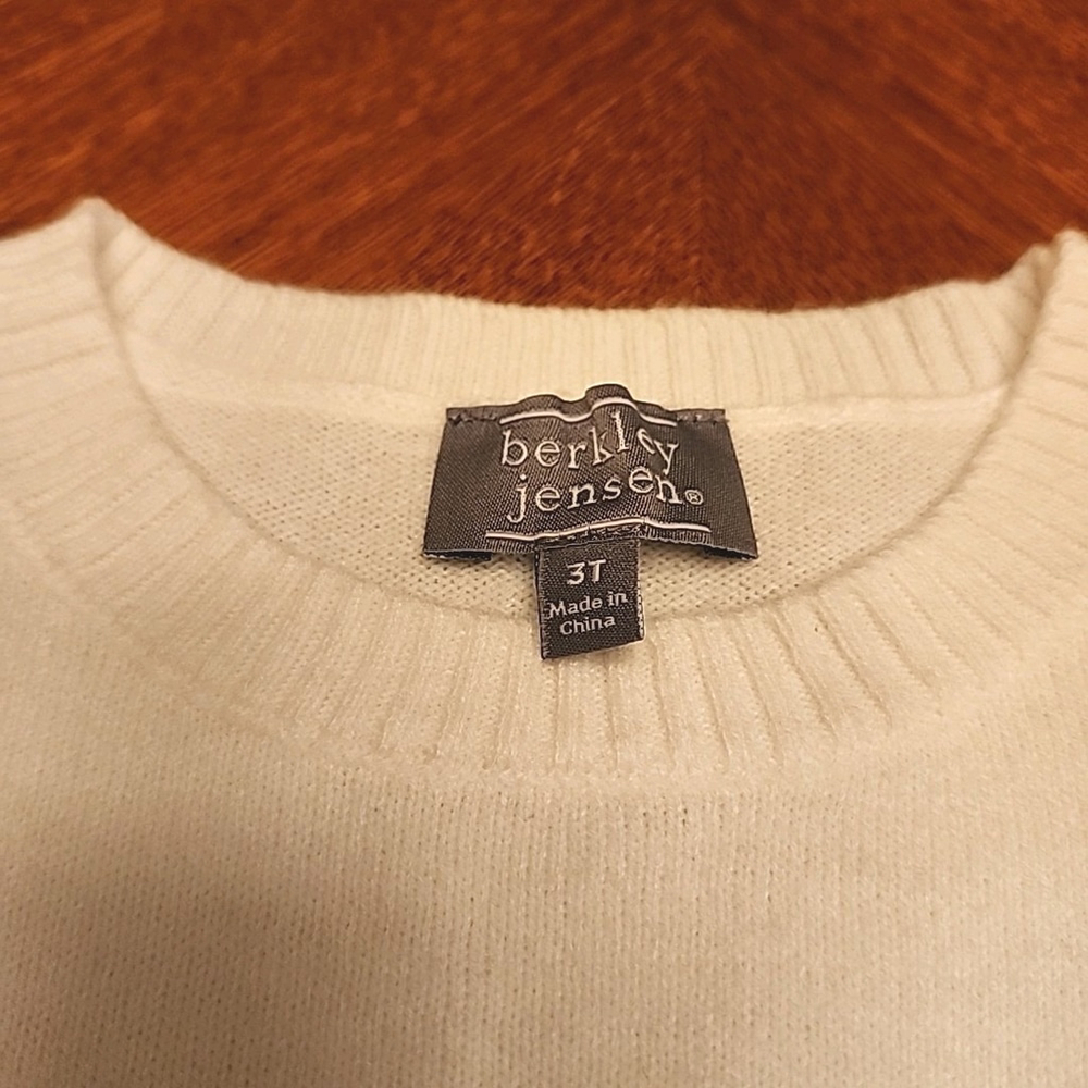 Berkley Jensen White 3T Long Sleeve Pink Pumpkin Sweater A1 - Picture 2 of 5